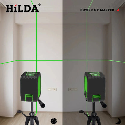 HILDA Mini Laser Level with 2 Green Beams - USB Charging, Self-Leveling Horizontal and Vertical Cross-Line