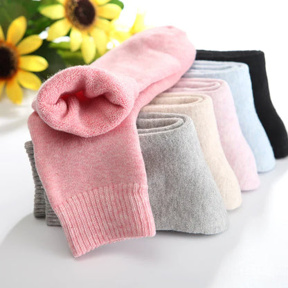 Winter Warm Wool Socks for Women - Thick Plush Solid Color, Soft Thermal Sleep Socks for Christmas and Cold Weather