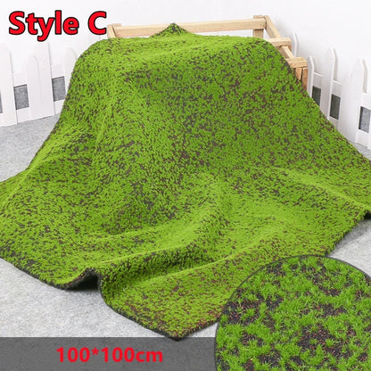 100×100cm Artificial Moss Lawn Carpet - Realistic Green Landscape Decor for Home, Weddings & Events