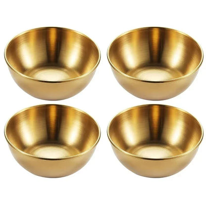 2PCS/4PCS Stainless Steel Golden Sauce Dishes – Appetizer & Seasoning Serving Tray Set for Kitchen Tableware