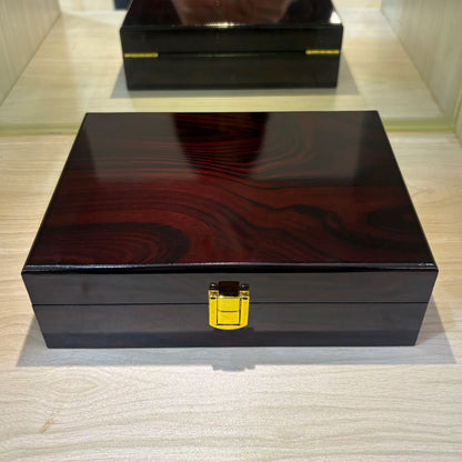 Premium Glossy Wooden Storage Box - Lockable Multifunctional Organizer for Belts, Jewelry & Accessories