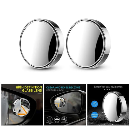 2PCS 360° Adjustable Blind Spot Mirrors — Round Convex Auxiliary Rearview Mirrors, Wide-Angle Car Reverse Safety Mirrors