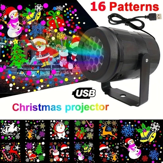Snowflake Christmas Laser Projector Light – 16 Pattern Waterproof Rotating LED Outdoor Holiday Decoration