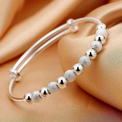 Women’s 925 Sterling Silver Open Cuff Bangle – Adjustable Charm Bracelet for Wedding Party Fashion Jewelry