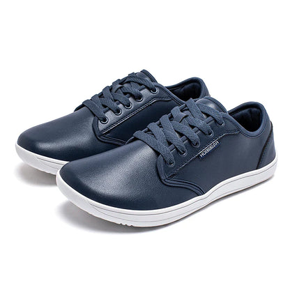 HOBIBEAR Wide-Toe Family Sneakers — Barefoot Minimalist Lace-Up Casual Walking Shoes with Hook & Loop Faux Leather
