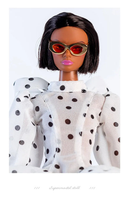 Personalized Fashion Accessories for 1/6 Doll – Futuristic Earring, Necklace & 30cm Supermodel Doll Glasses, Sweet & Cool Dress-Up Set
