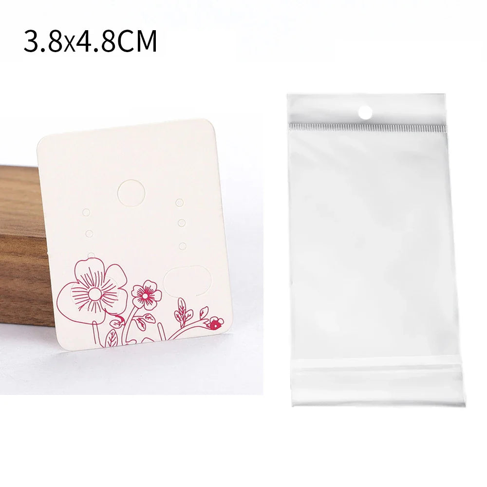 50 Sets Earring & Necklace Display Cards with Self-Seal Kraft Paper Bags – DIY Jewelry Packaging