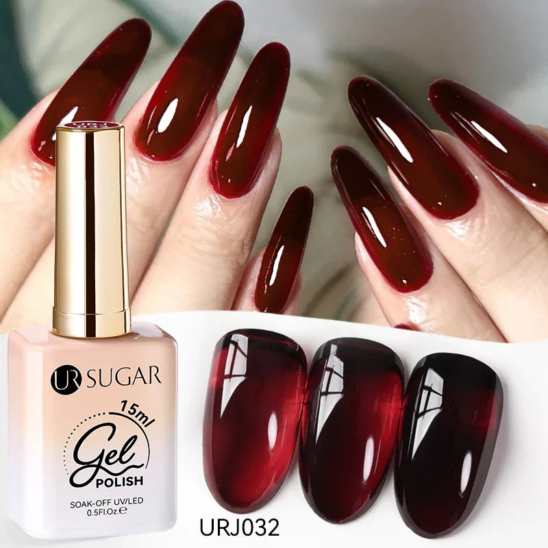 UR SUGAR 15ml Jelly Milky White Gel Polish – Translucent UV Soak Off Nail Art Varnish Semi-Permanent Fashion Nail Color