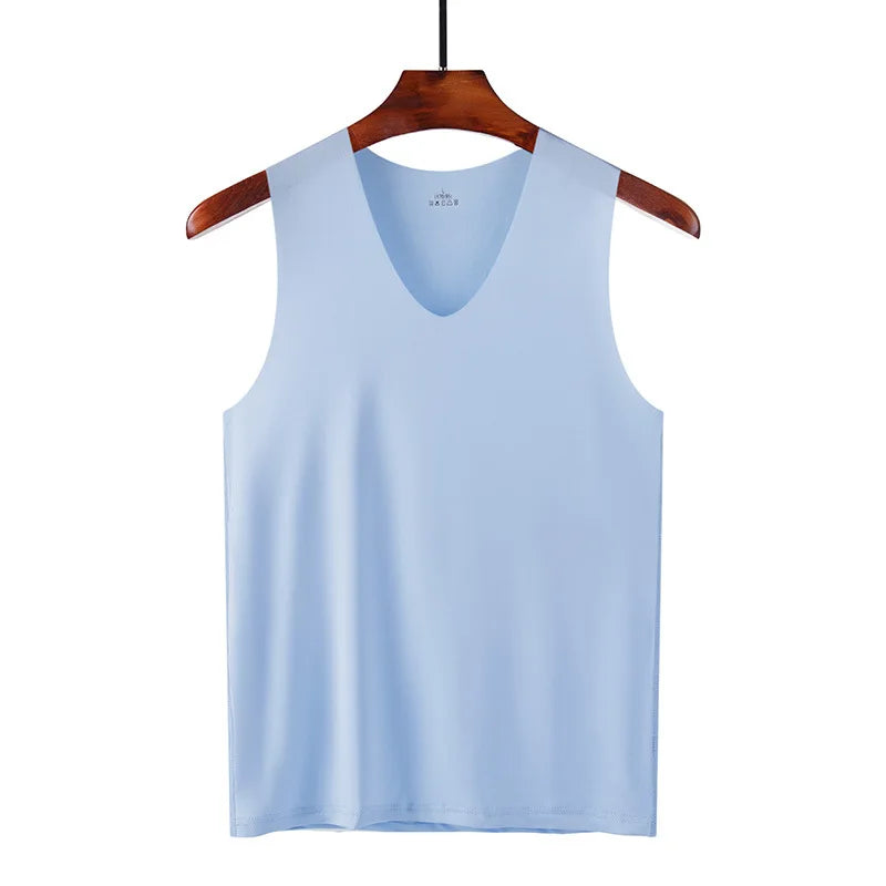 Men’s Silk Seamless Tank Top – Sleeveless Sport Vest Casual Gym Undershirt for Summer Comfort Wear
