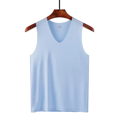 Men’s Silk Seamless Tank Top – Sleeveless Sport Vest Casual Gym Undershirt for Summer Comfort Wear