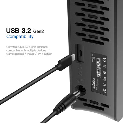 UnionSine 3.5" External Hard Disk HDD - 4TB to 18TB, USB 3.2 Gen, Compatible with Desktop, Laptop, Mac, Xbox, PS4, TV