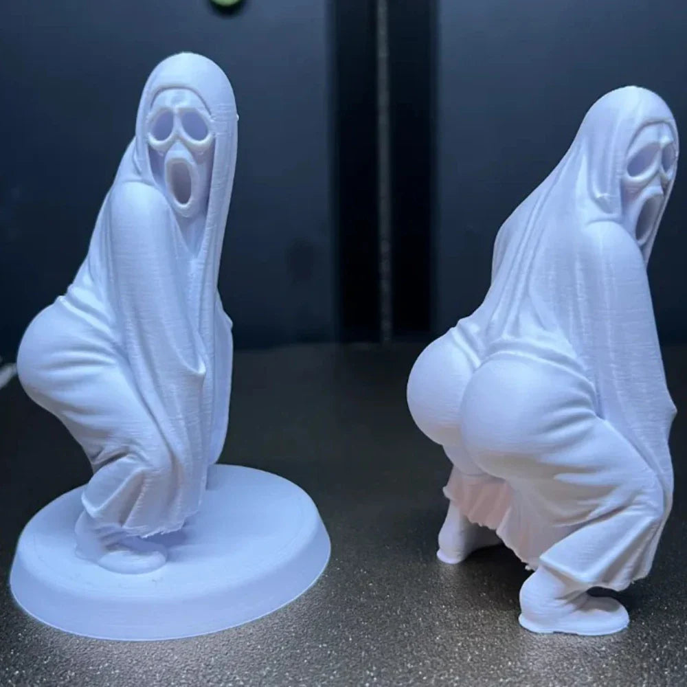 3D Printed Shake Butt Ghost Statue – Electric Dancing Ghost Face Killer, Scream & Fun Halloween Parody Gift