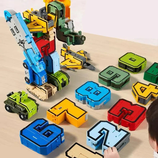 Transforming Robot Action Figure Set – Car Model Alphabet & Math Educational Deformation Toys for Kids Learning & Play
