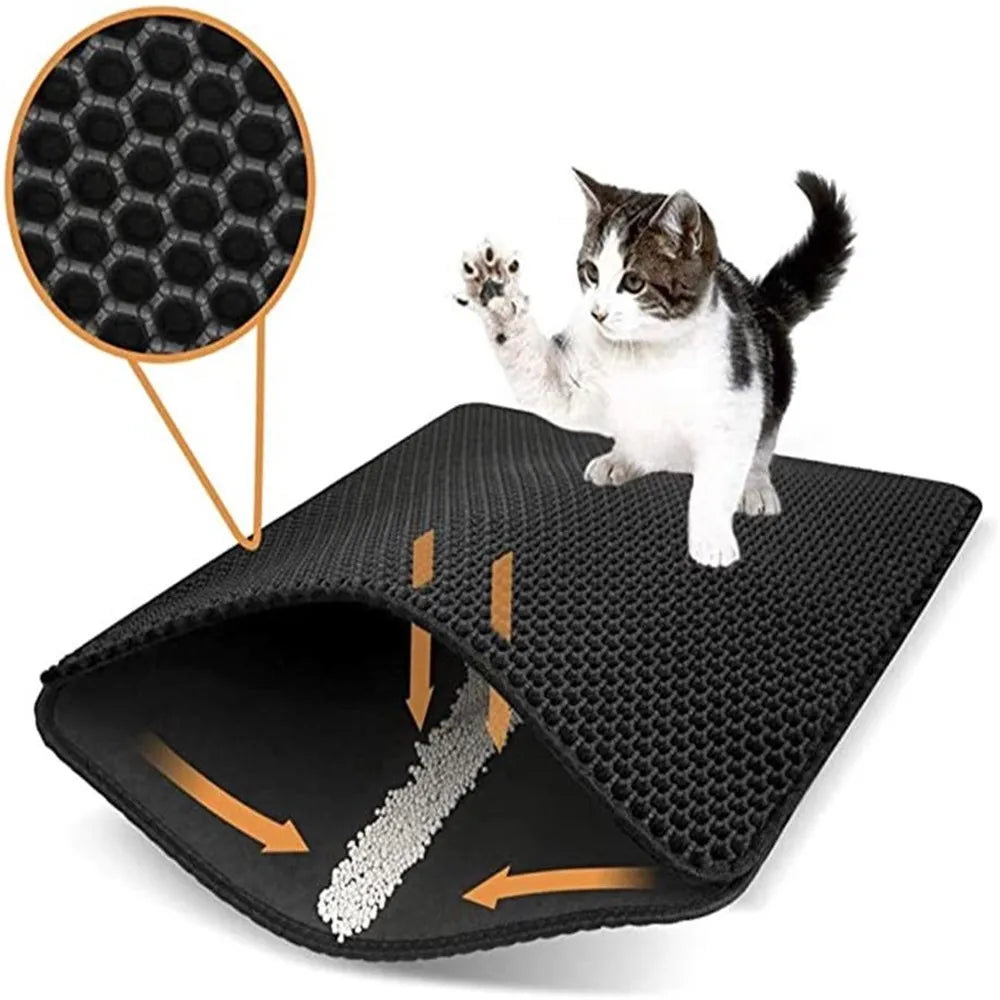 Double Layer Cat Litter Mat: Waterproof Urine-Proof Trapping Mat - Easy-to-Clean Non-Slip Toilet Pad with Large Foot Area, Cat Scratch Pad
