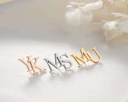 Personalized Men's Initial Lapel Pin - Custom Stainless Steel Letter Brooch for Wedding or Best Man Gift