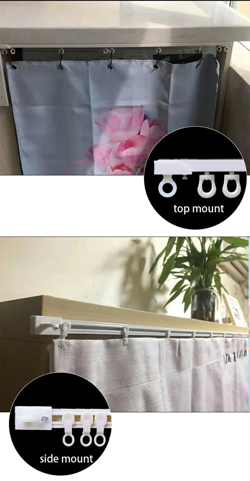 Self-Adhesive Curtain Track Nano Silent Sliding Rail, No-Drill Top & Side Mounted Window Curtain Rod Accessory for Easy Installation