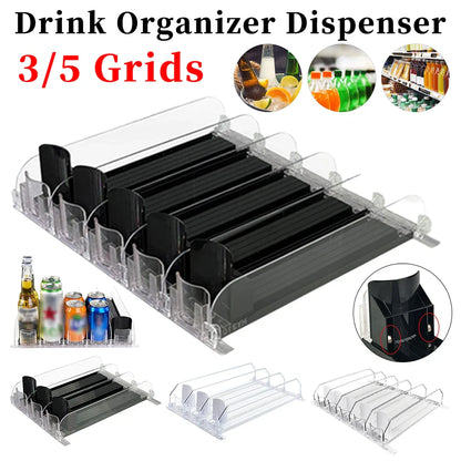 Canned Beverage Push Rack – Adjustable E-Shaped Drink Organizer & Dispenser for Kitchen & Fridge