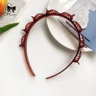 2024 New Double Band Headbands for Women – Non-Slip Hair Bands with Clips, Bezel Hair Hoop, Fashion Headwear
