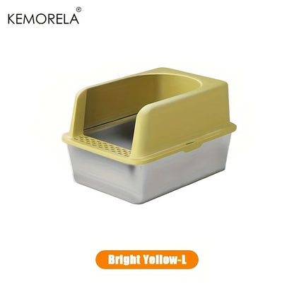 XL 60/50cm Stainless Steel Cat Litter Box with Lid – High Side, Odor-Resistant Large Litter Box for All Cat Sizes