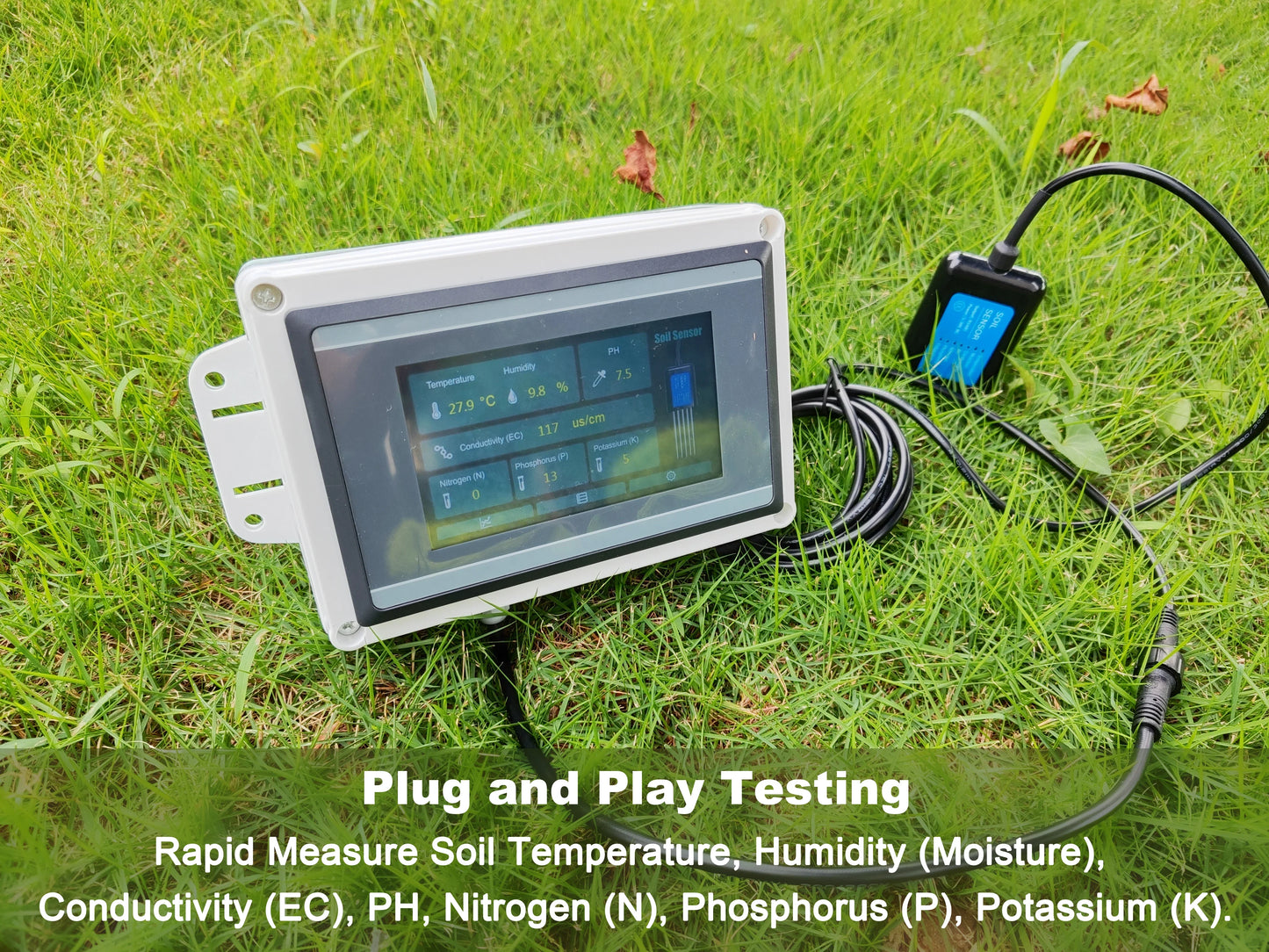 7 in 1 Soil Tester Meter - Moisture, Temperature, Humidity, EC, pH & NPK Sensor for Rapid Soil Analysis