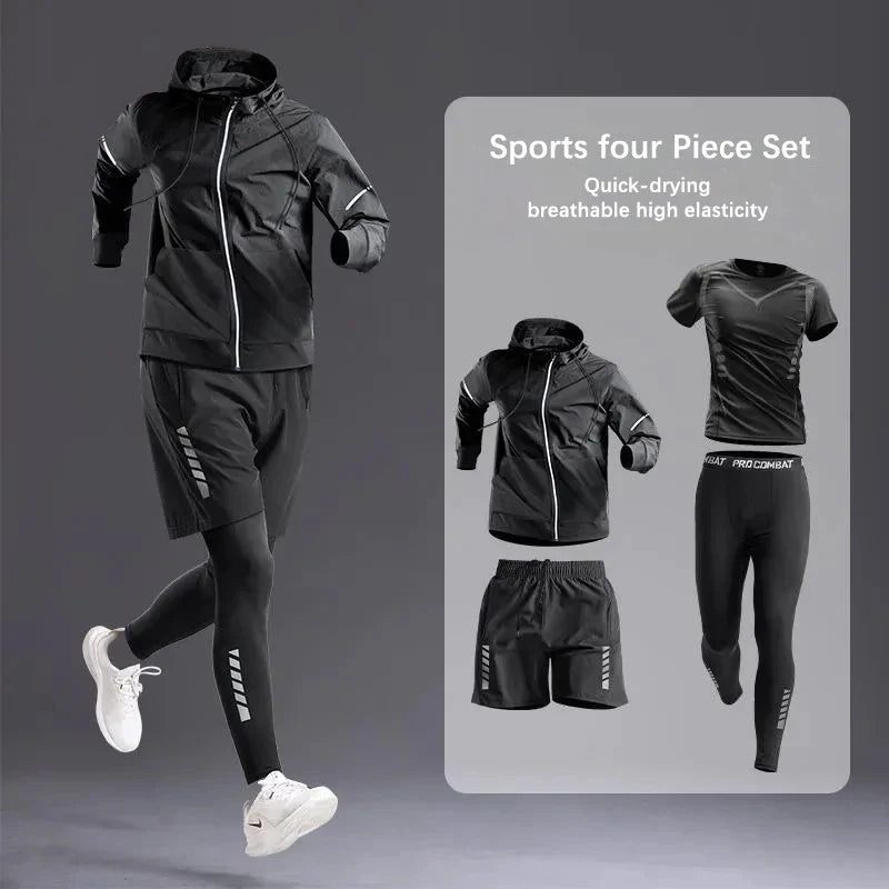 All-Season Men’s Sportswear 5-Piece Set — Tracksuit for Running, Cycling, Fitness & Hiking