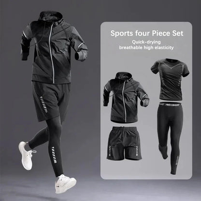 All-Season Men’s Sportswear 5-Piece Set — Tracksuit for Running, Cycling, Fitness & Hiking
