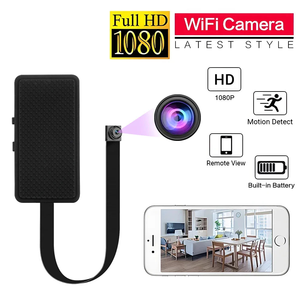 HD 1080P Mini WiFi Camera DIY Module — Nanny Cam with Wide-Angle, Motion Detection, Alarm, Recording, and Phone App Support