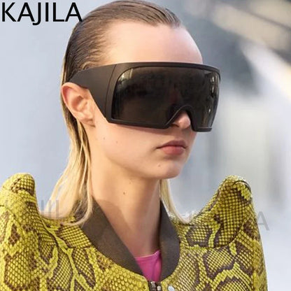 2025 Oversized Punk Shield Sunglasses – Luxury Steampunk Big Frame UV400 Sport Goggles for Women & Men