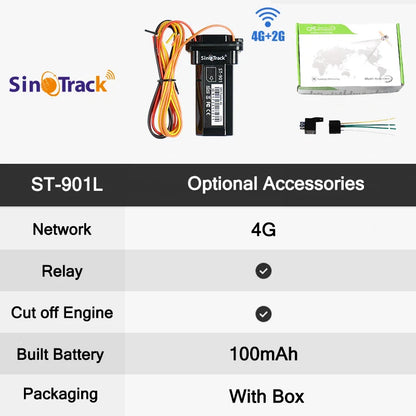 ST-901L 4G Mini GPS Tracker – Waterproof Built-In Battery Vehicle & Motorcycle Locator with Online Tracking Software