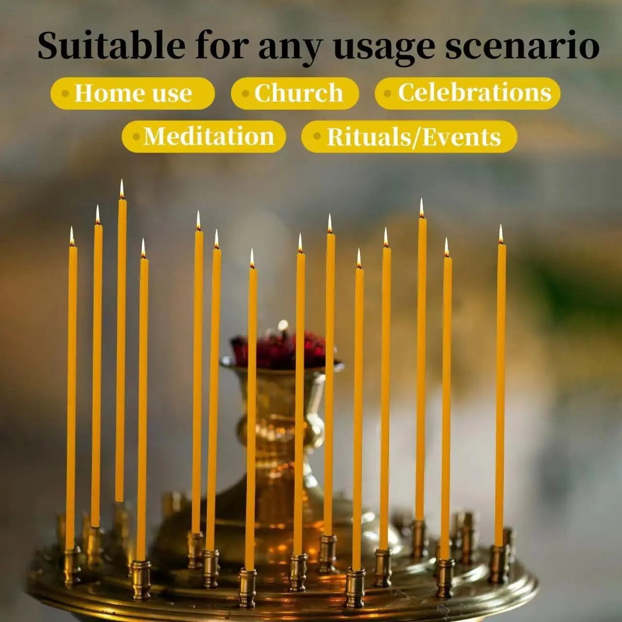 Beeswax Taper Candles — 50-500PCS Smokeless Honey Scented Candles for Church, Birthday, Christmas & Home
