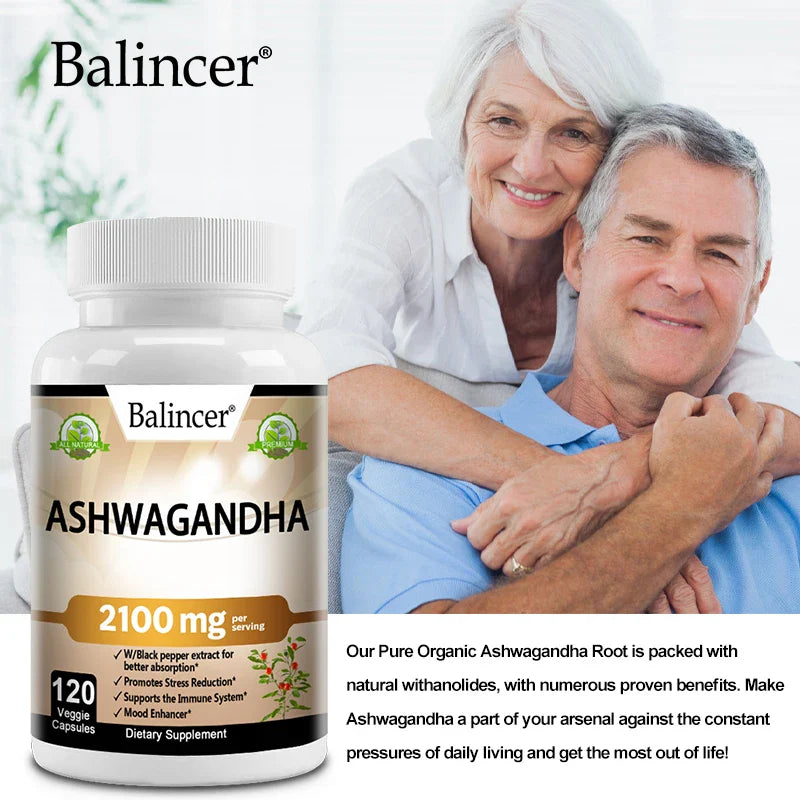Organic Ashwagandha 2100mg – Stress Relief, Mood Boost, Immune & Thyroid Support Supplement