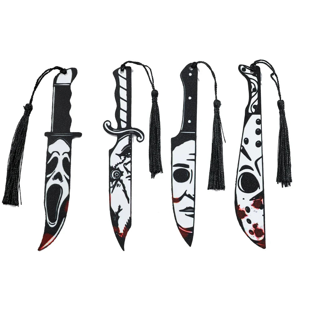 Horror Movie Fan Bookmark — Knife-Shaped Acrylic Bookmark with Tassel for Study & Reading