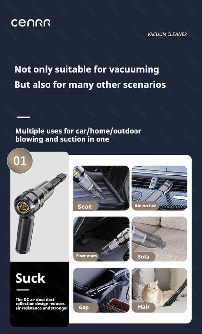 CENRR 998000PA Wireless Car Vacuum Cleaner – Powerful Portable Handheld Auto Cleaning Tool & Car Accessory