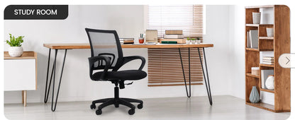 Ergonomic Office Chair – Mid Back Desk Chair with Lumbar Support, Mesh Cushion, Adjustable Swivel & Rolling for Home & Gaming