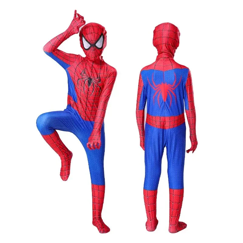 Miles Spider-Man Costume Jumpsuit — Superhero Bodysuit with Head Cover for Halloween & Cosplay Party