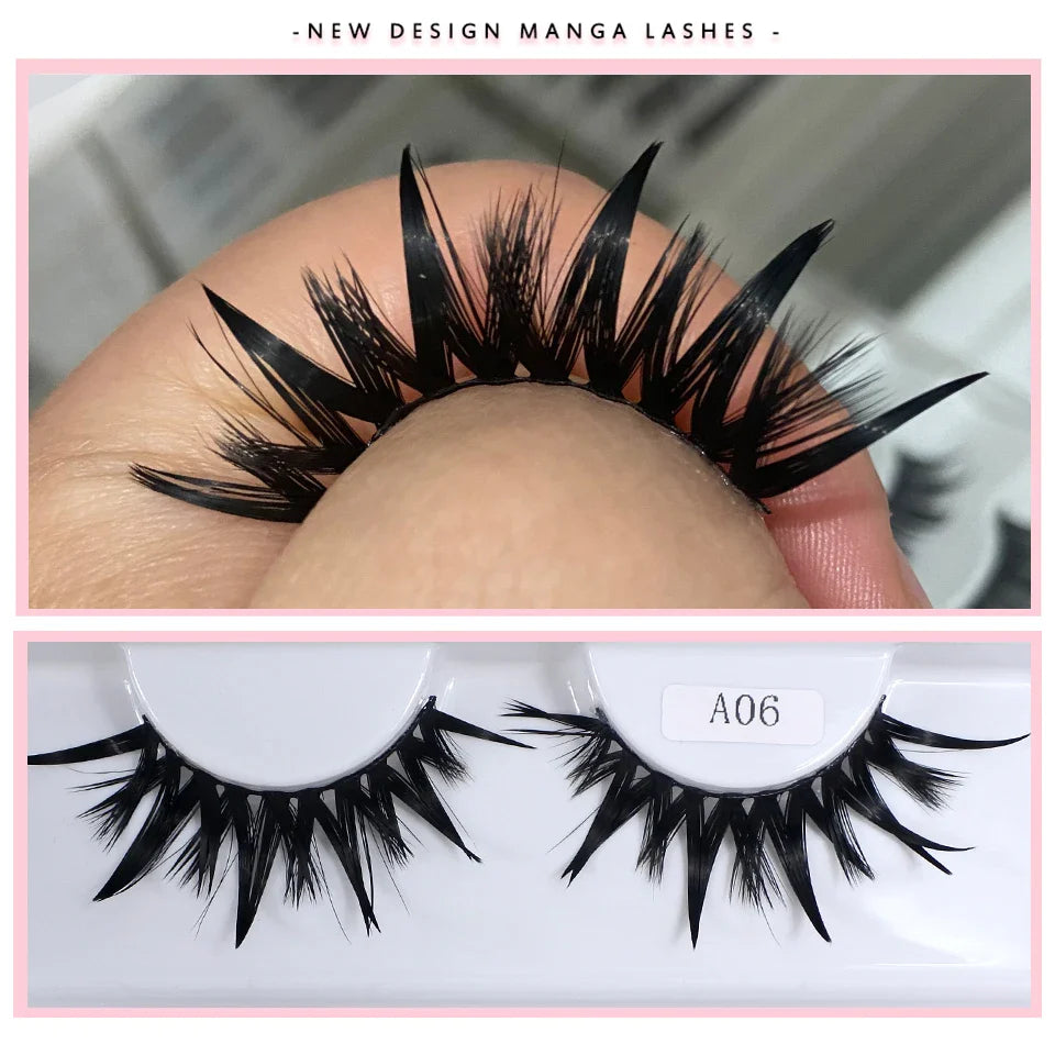 RED SIREN Wet Manga Lashes – Long, Thick Natural Fake Eyelashes for Korean Makeup Fashion