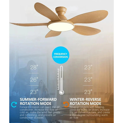52-inch Modern LED Ceiling Fan — 60W Low Floor DC Motor, 35W Light, Remote Control, 110-220V