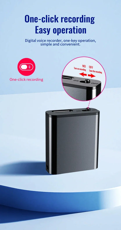 Mini Portable Voice Recorder – Intelligent Voice-Activated HD Audio Recorder with Noise Reduction, MP3 Player, Magnet & OTG
