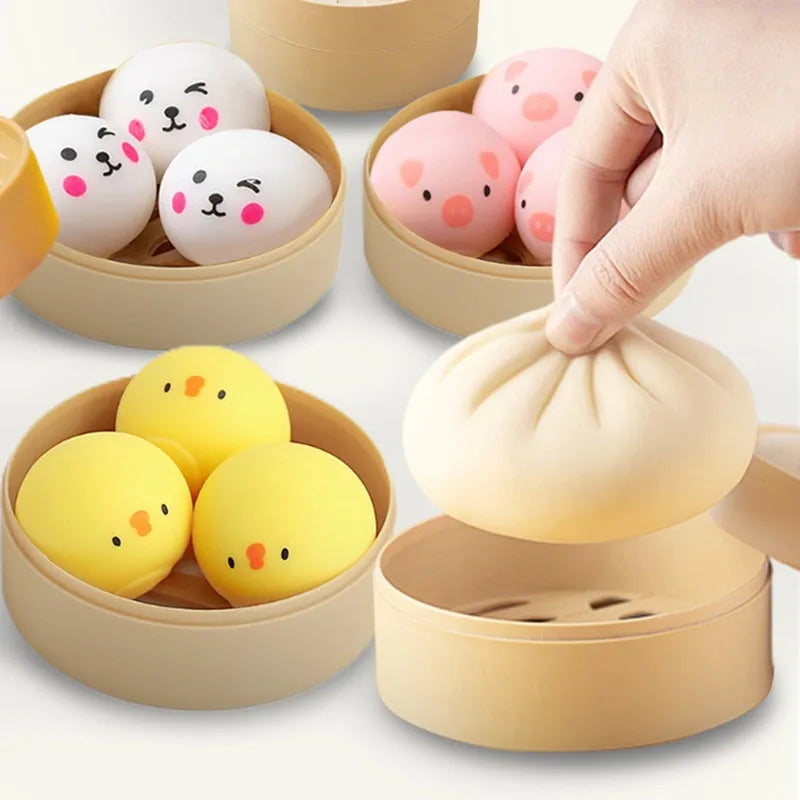 Cartoon Animal Dumpling Squishy Toy – Anti-Stress Fidget Sensory Squeeze Toy for Kids