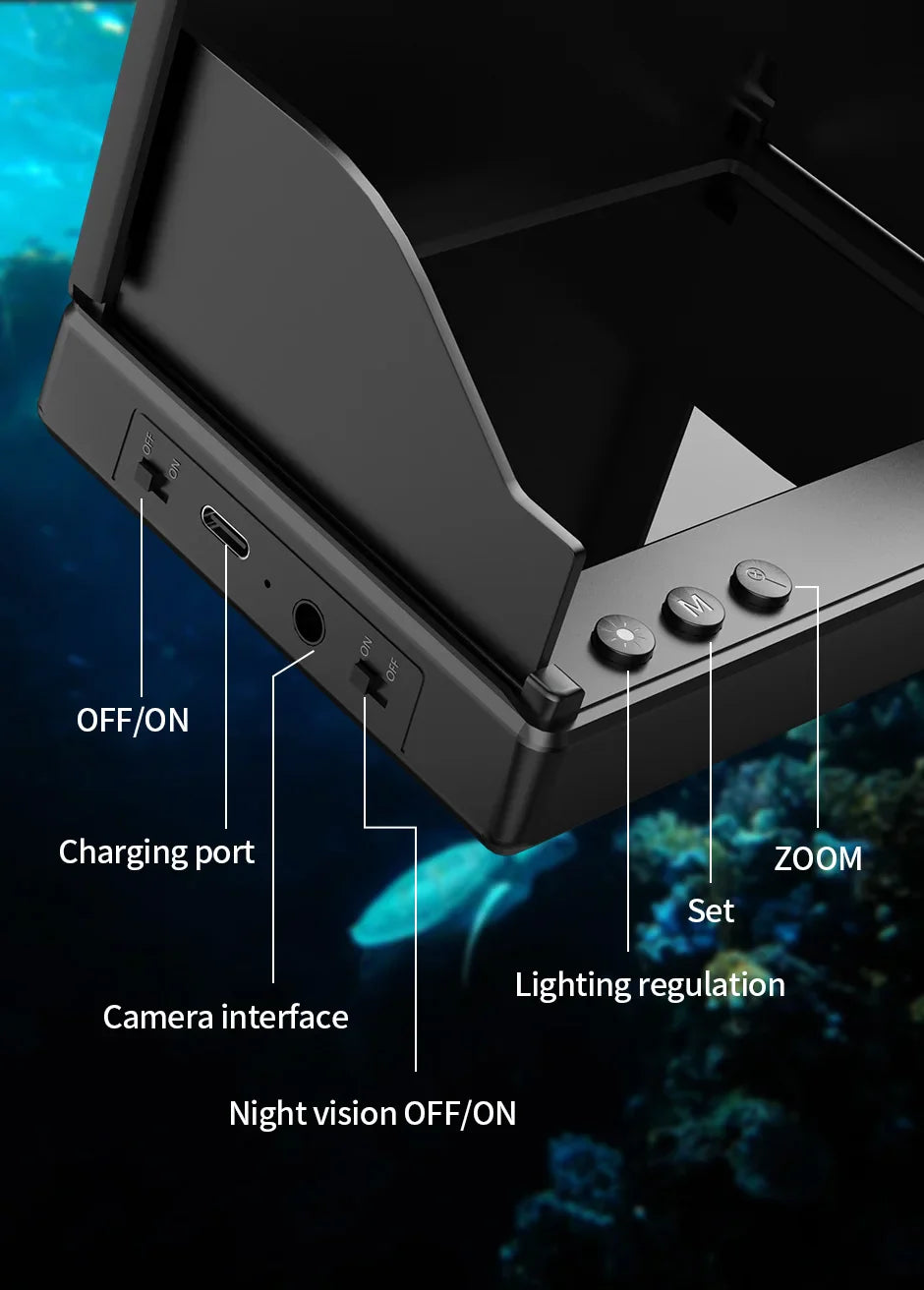 Portable Fish Depth Finder – Handheld 1080P 4.3 Inch LCD Fishing Camera with 120° Underwater View & Night Vision