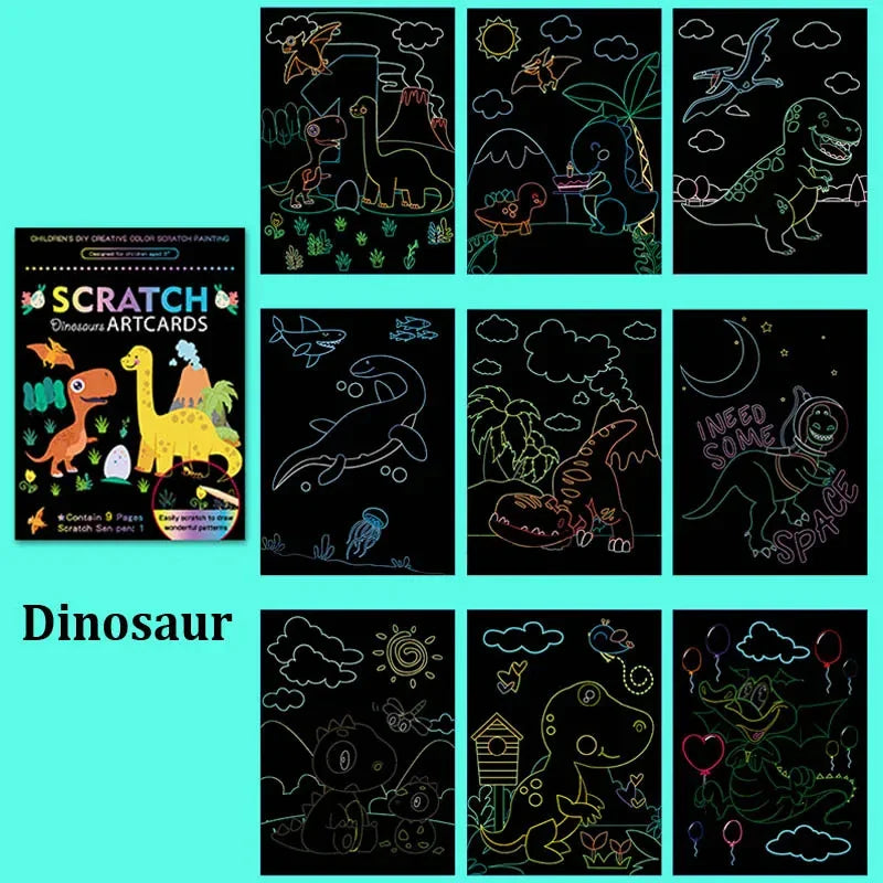 Children’s Scratch Painting Set – Colorful Cartoon DIY Drawing Toy for Early Education & Birthday Gifts