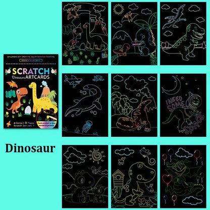 Children’s Scratch Painting Set – Colorful Cartoon DIY Drawing Toy for Early Education & Birthday Gifts
