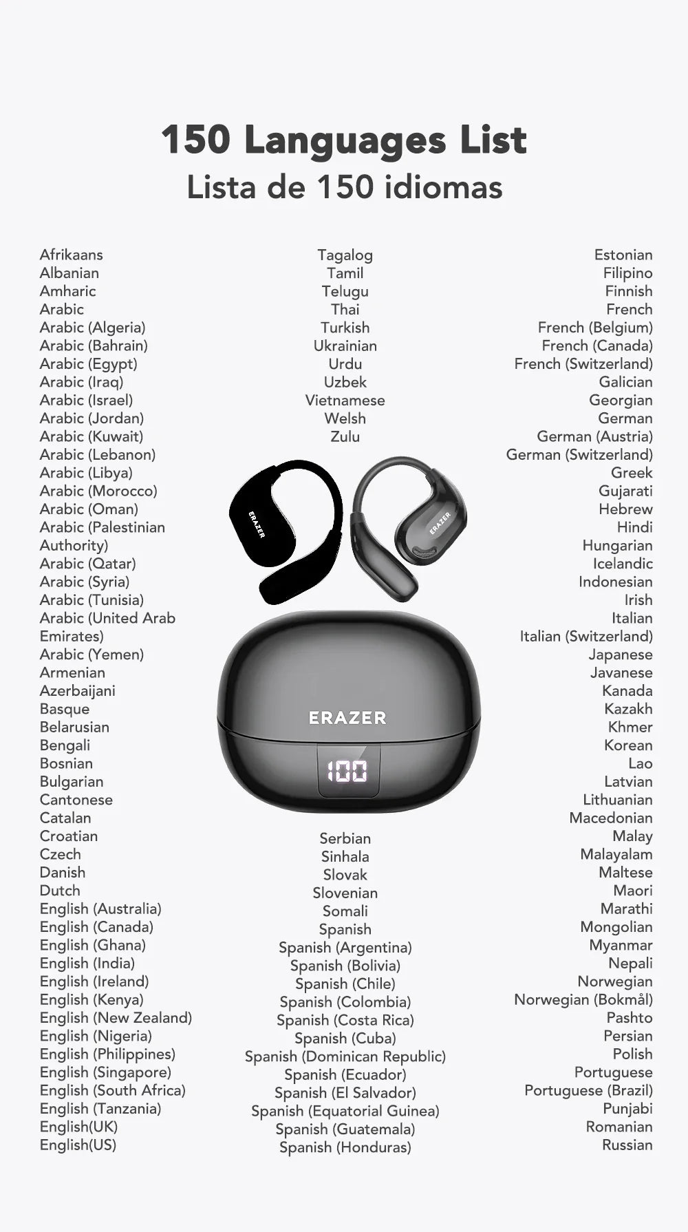 ERAZER XT66PRO Bluetooth Earphones – ASMR Headsets, DIY App, AI Translator, Wireless Earbuds with 13-Hour Battery Life & Display