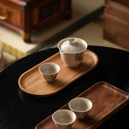 Solid Wood Round Dessert Plate – Japanese-Style Wooden Tray for Snacks, Dried Fruit & Tableware