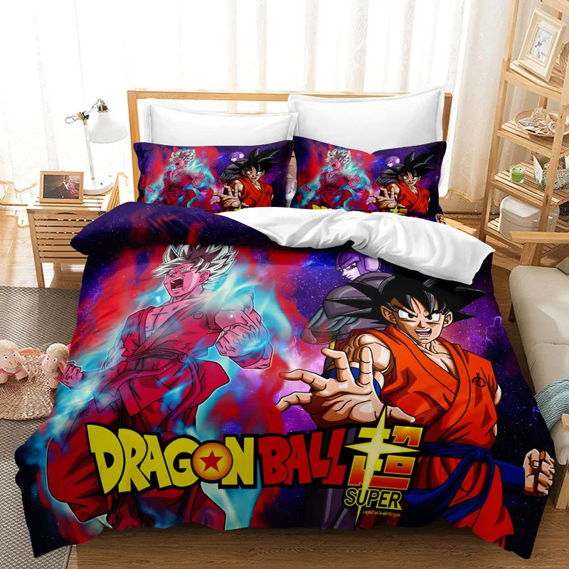 Goku Super Saiyan Dragon Ball Bedding Set – 2/3pcs Duvet Cover & Pillowcase 3D Anime Quilt Cover for Teens
