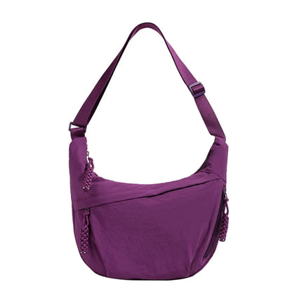 Women’s Casual Canvas Crossbody Bag – Large Capacity Lightweight  Hobo Shoulder Bag Solid Color Dumpling Bag