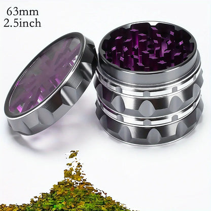 2.5-Inch Hand Crank Aluminum Grinder with Clear Top – 65mm Black & Green Herb Grinder Gift