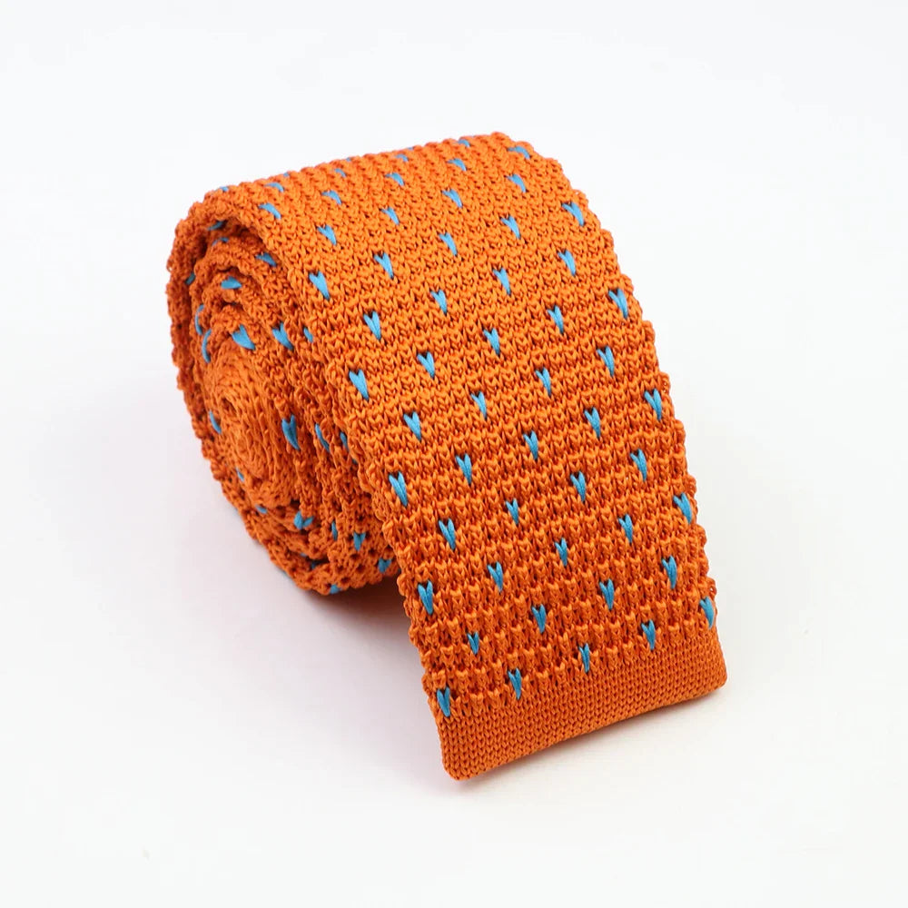 Classic Knit Neck Tie for Men — 6cm Plaid & Dots Casual Business Wedding Tie
