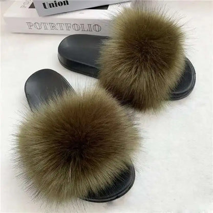Summer Faux Fur Slippers for Women – Indoor Plush Furry Slides, Fluffy Flip Flops & Casual House Shoes