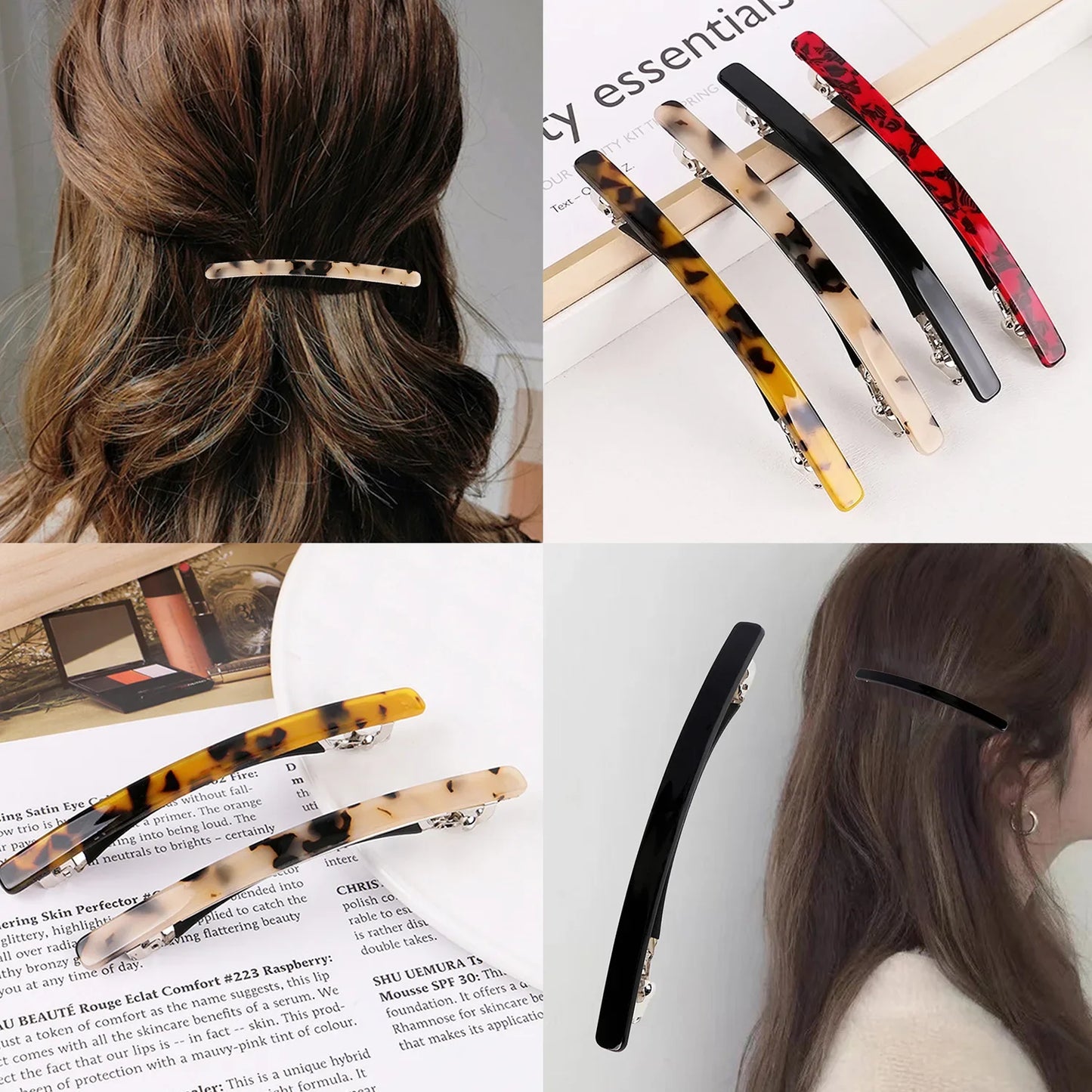 Korean Pearl White Spring Hair Clip – Refreshing Ponytail Clip for Short Hair & Half Up Styles